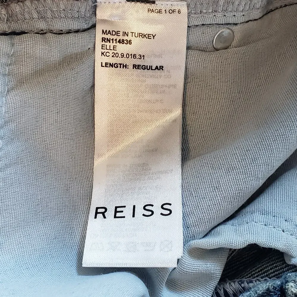 Reiss Medium Blue Elle‎ High Rise Straight Jeans Women's 24